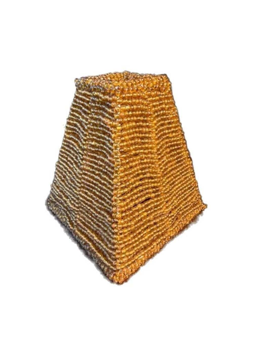 Vintage Amber Seed Beaded Mini Lamp Shade, 6” Tall Boho Gorgeous!